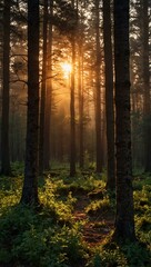 Fototapeta premium Sunset in a forest