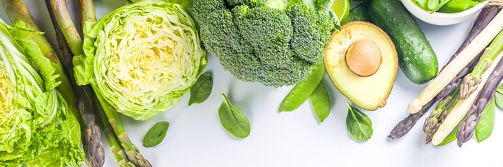 Obraz premium Set of fresh green vegetables