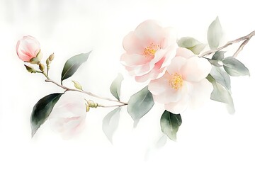 Obraz premium Delicate Watercolor Camellia Blossom