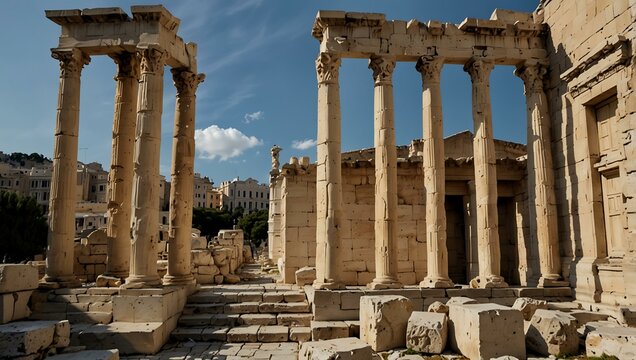 View of Hadrian's Library in Athens, Greece, October 16, 2018.