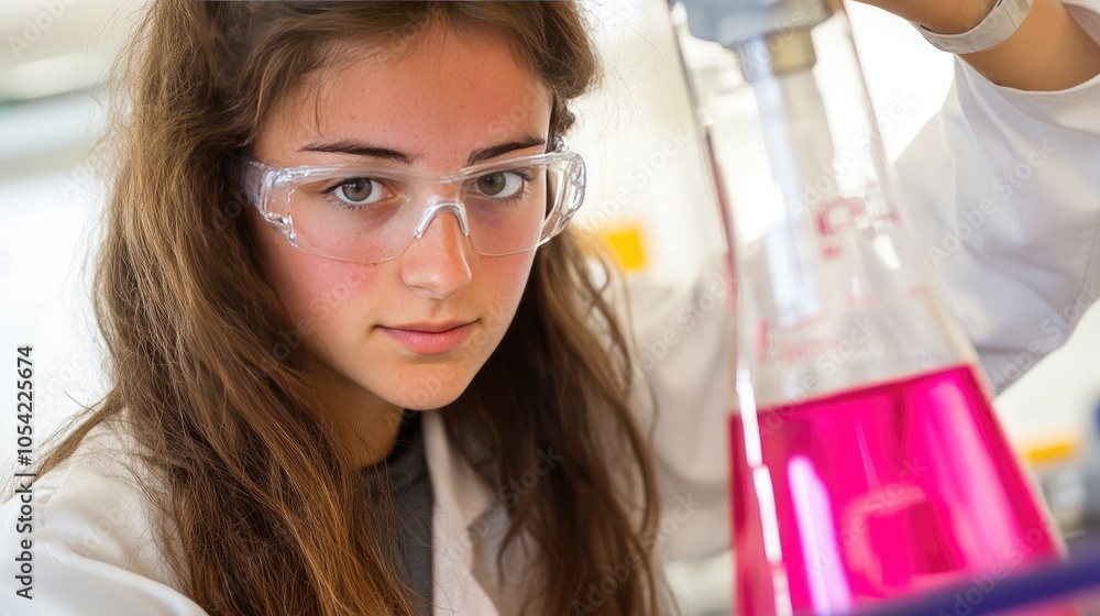 Poster technician using an advanced tablet to monitor genetic data from a cell culture experiment
