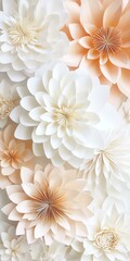 Elegant Paper Flowers Wall Decor: White & Peach Floral Arrangement