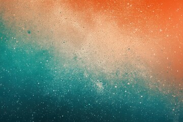 Fototapeta premium Teal and orange distressed background texture for vintage poster, signage, or header artwork featuring beige gradient noise effect