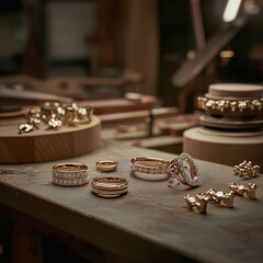 Gold Jewelry Collection in Artisan Workshop