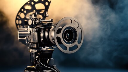 A vintage film camera with a reel, capturing the essence of filmmaking and cinematic art.