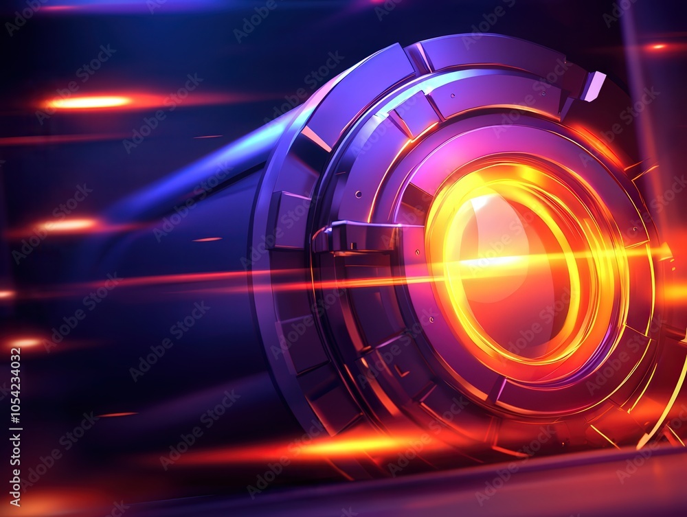 Poster futuristic abstract design featuring dynamic lights and shapes in a technological theme