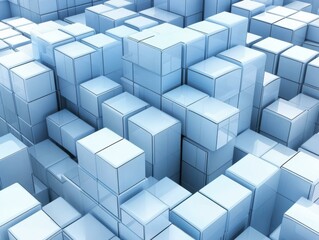 Obraz premium Abstract Geometric Background: Blue Cubes and Modern Architecture