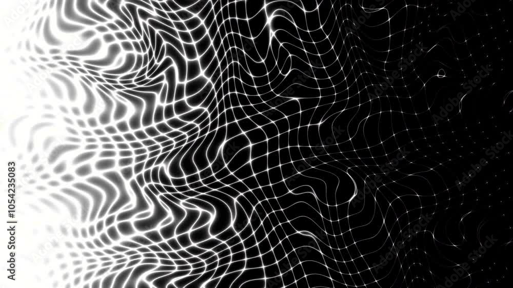 Poster Abstract fluid and wave loop background in black and white