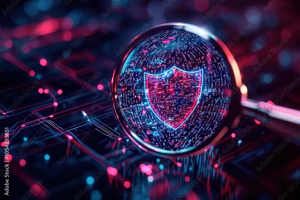 Poster exploring cybersecurity the intersection of technology and protection in the digital age