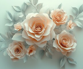 Fototapeta premium Delicate Paper Roses: A Romantic Floral Arrangement