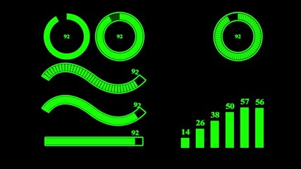 group of  loading bar animation black background. Science Loading Ring. graph rising with Loading Transfer Download Animation from zero to one hundred percent. load process