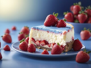 Strawberry Cheesecake with Blue Glaze: A Sweet and Creamy Treat
