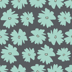Obraz premium Beautiful dark green floral seamless pattern. Vector illustration