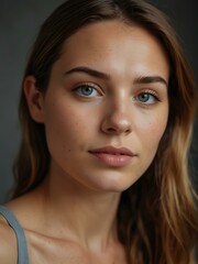 Naklejka premium Charming woman in her 30s focusing on skincare.