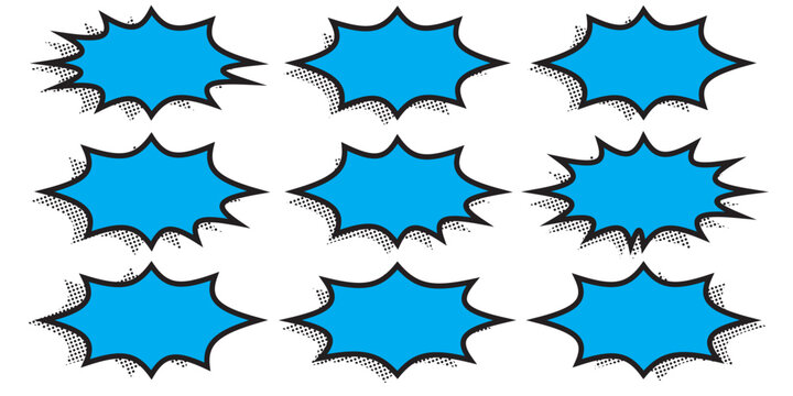 blue speech bubble sign set collection for your website, ui, app, comic book