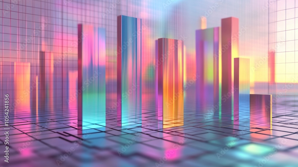 Aufkleber abstract colorful 3d bar graph in digital space