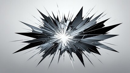 Obraz premium abstract shattered glass on white to black gradient glass geometric background