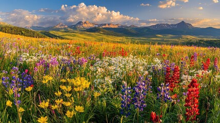 Fototapeta premium Vibrant Wildflowers in a Wide Open Field