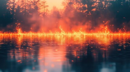 Fototapeta premium Artistic Representation of Flames Reflecting in Water