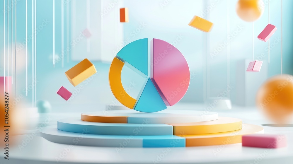 Poster vibrant data visualization with colorful graph elements