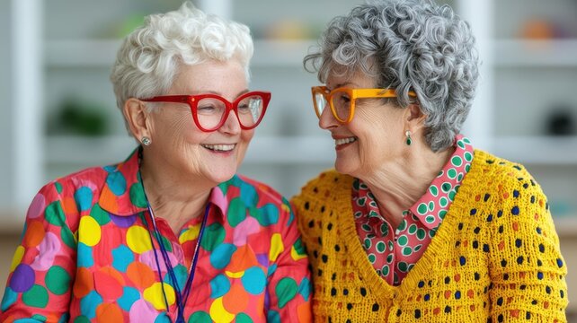 LGBTQ elders playing bingo together in a lively community hall, LGBTQ elder community, active  interaction - Powered by Adobe