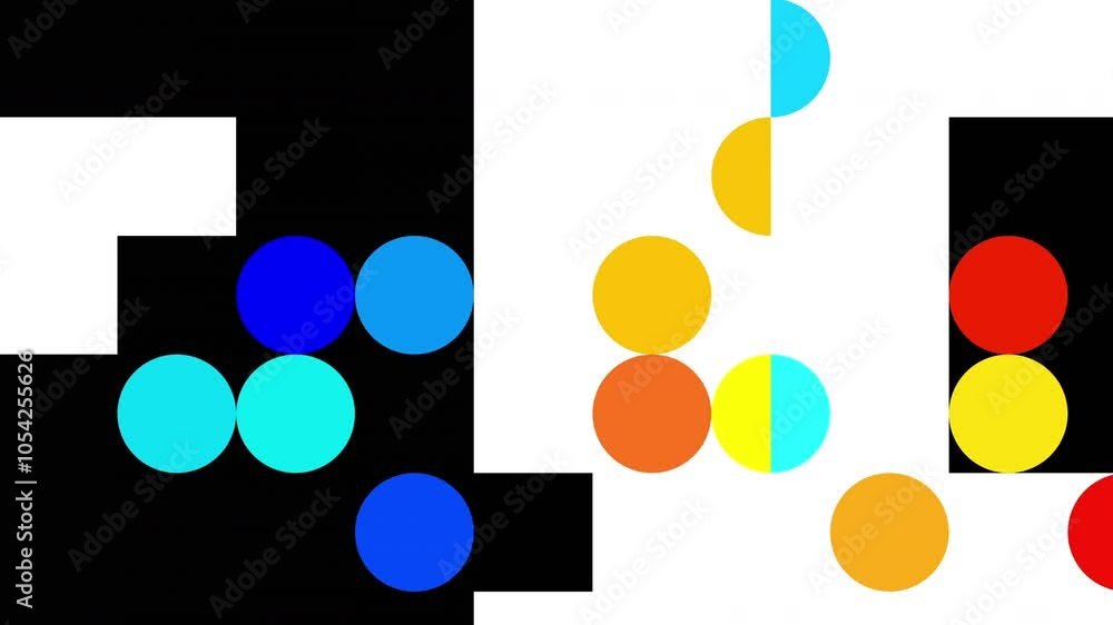 Poster Modern Animated Geometric pattern or background. 4K geometric motion design. Abstract moving shapes loop background with circles and triangular and