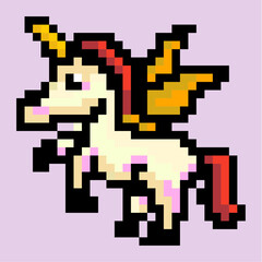 Cute Unicorn in pixel art vector