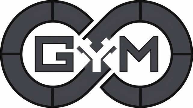 Geometric Minimalist Gym Logo with Dumbbell and Barbell &ndash; Modern, Symmetrical Design