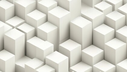 Obraz premium Abstract 3D Rendering of White Cubes in a Geometric Pattern