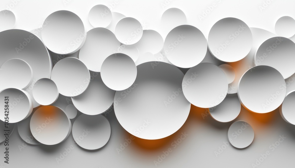 Aufkleber White Circles with Shadows in an Abstract Pattern