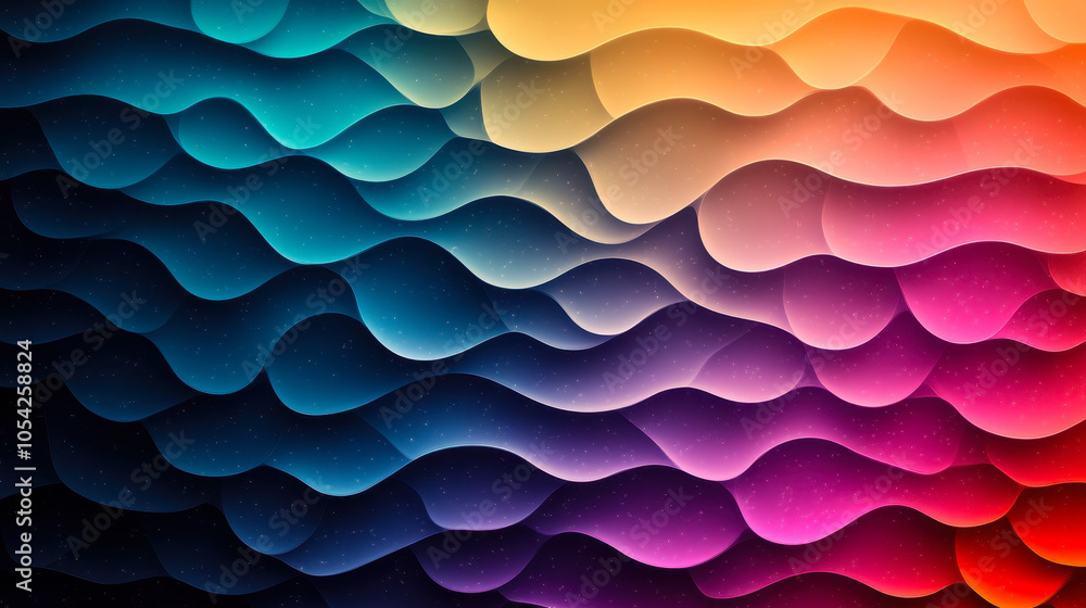 Poster vibrant abstract gradient circles with wave pattern for creative design inspiration