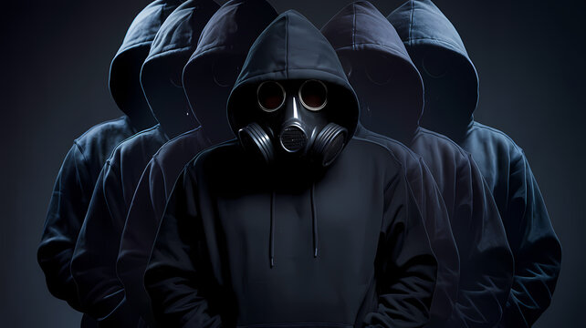 Silhouette of Secrecy: Anonymous Figure in a Gas Mask