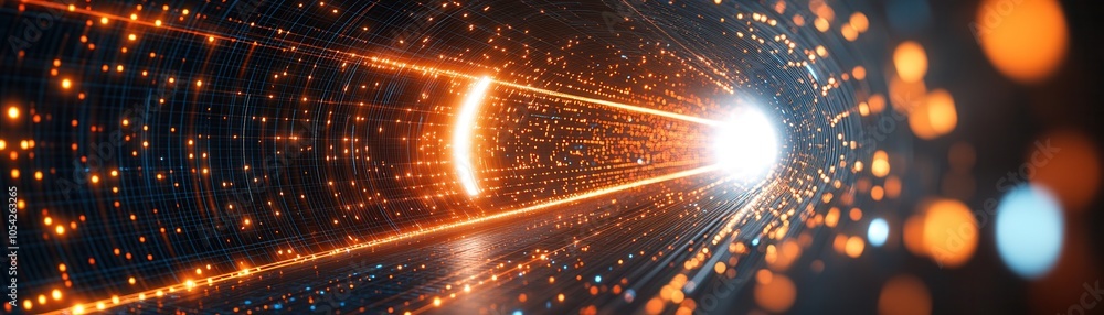 Poster dynamic burst of light with vibrant colors, creating an energetic and futuristic atmosphere in an ab