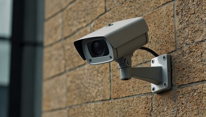 Modern CCTV camera mounted on an exterior wall.
