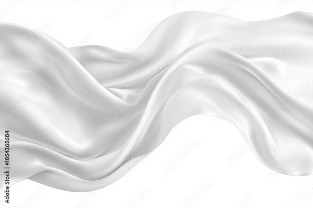Poster abstract background of white wavy silk or satin. 3d rendering image. image isolated on white backgro