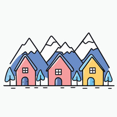 Fototapeta premium Illustrator of Cartoon winter landscape