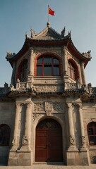 Fototapeta premium Old town hall in Hohhot, China.