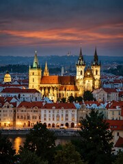 Obraz premium Old Town Prague skyline, Czech Republic