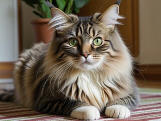 Curious Domestic Cat in a Cozy Indoor Setting