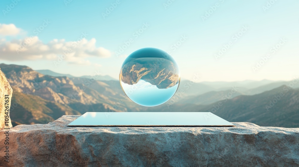 Poster a mirror reflecting a world where gravity is reversed, illustrating a strategy that challenges conve