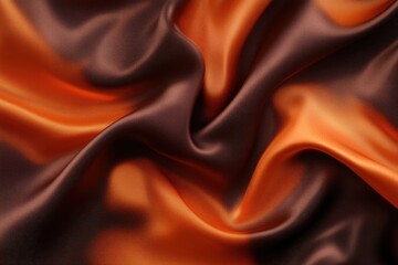Obraz premium Brown and orange satin silk. Textured material for innovation. Smooth color transition. Deep mocha shade. Elegant, stylish abstract backdrop. Matte and glossy finishes