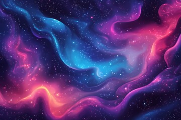 Obraz premium Abstract Cosmic Nebula with Glowing Waves and Stars