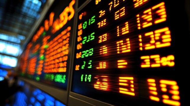 Dynamic Stock Market Display Board Showcasing Financial Data