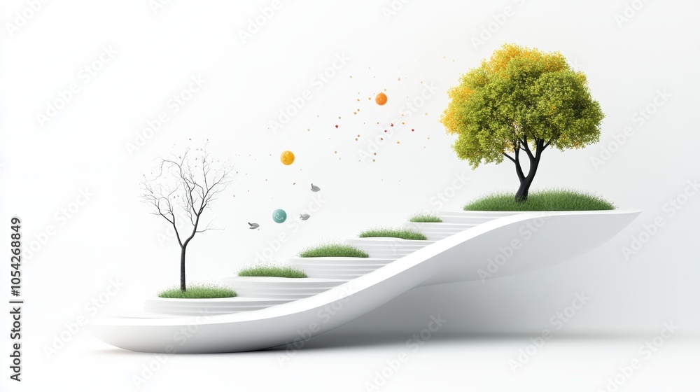 Poster a visual representation of a strategic framework evolving over time, showcasing the adaptation proce