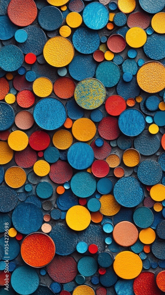 Aufkleber abstract pattern of multicolored circles with textured surfaces