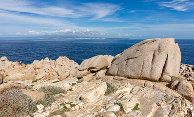 Spectacular, huge rock formations of Capo Testa, near Santa Teresa di Gallura, on the Strait of...