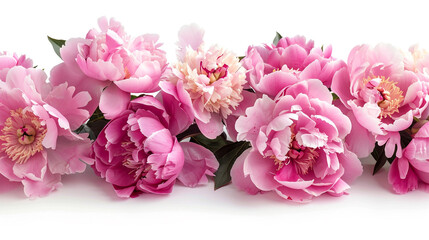Fototapeta premium A Cluster of Peonies in Top Left Corner