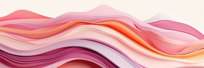 Colorful layered abstract waves in pink and orange hues for modern design concepts