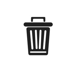 Trash can or trash bin icons in flat design, in filled, outline, line and stroke style