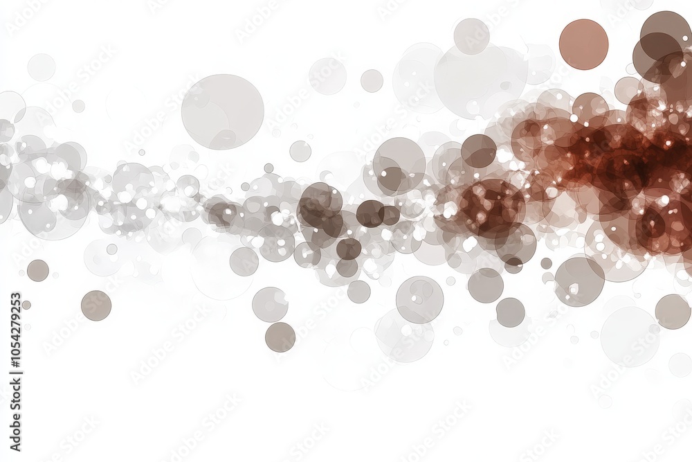 Poster Abstract design of floating brown and gray translucent circles forming a delicate wave pattern with a soft gradient evoking a sense of balance lightness and organic flow